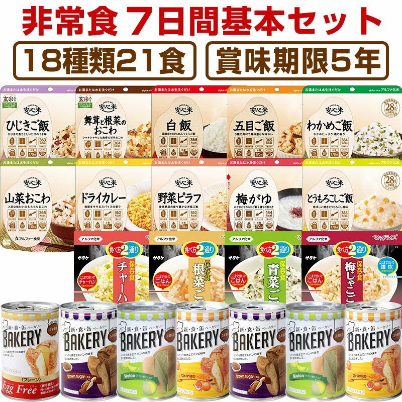 【日本非常食】日本7日份備災糧食套裝 18種21品 5年保存 - 釘蓋 Best Before