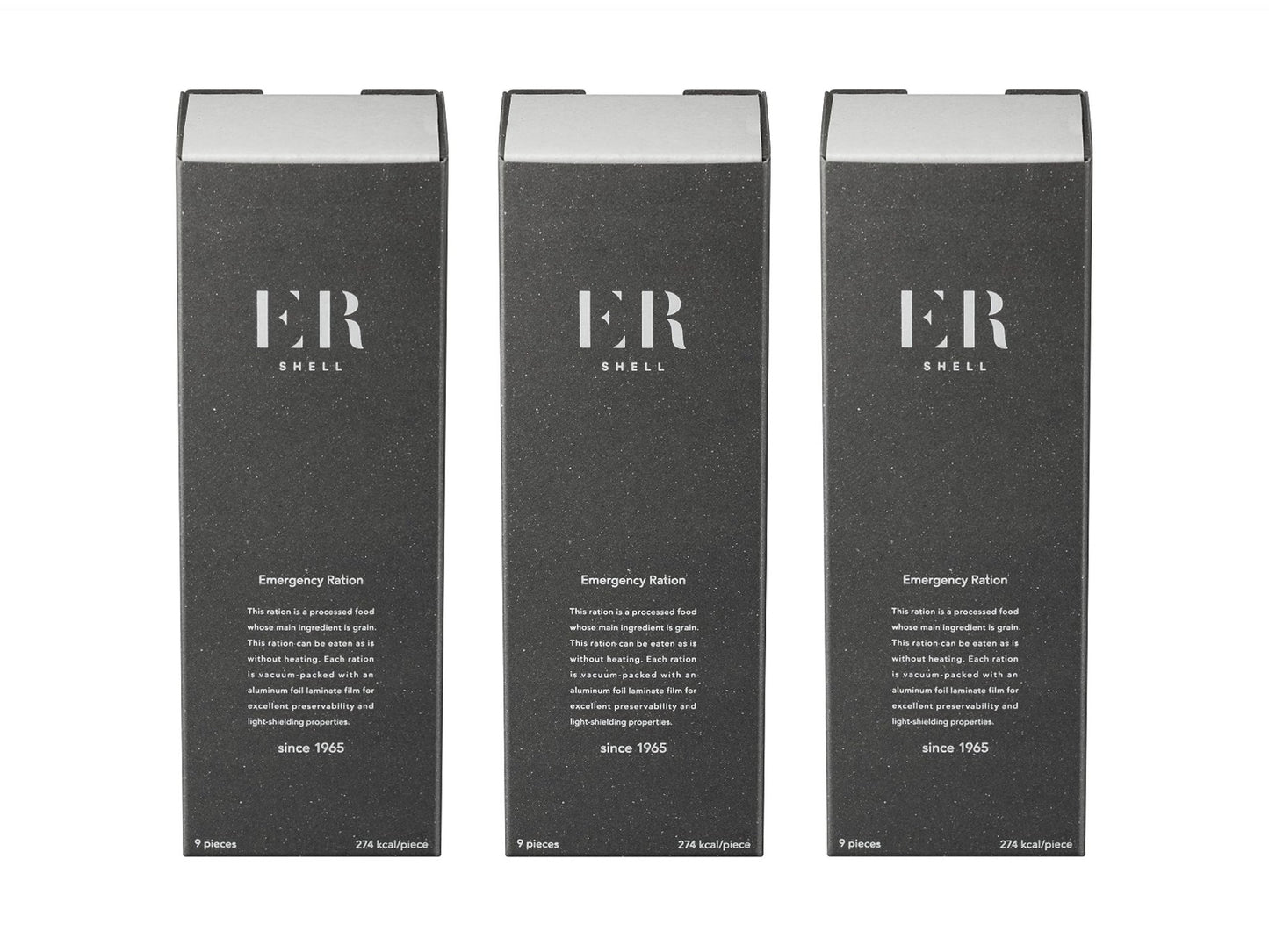 萬有栄養 ER SHELL 9食入 (3日分) 車載可能な非常食 Emergency Ration ”Shockproof“ - 釘蓋 Best Before